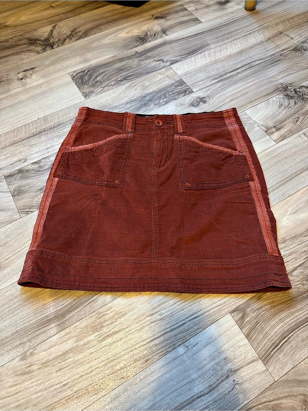 Terracotta corduroy Mini Skirt in Size Medium